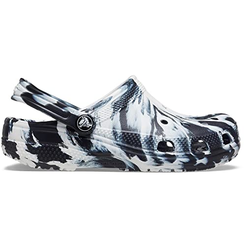 Crocs Kids' Classic Marbled Tie Dye Clog , Black/White, 2 Little Kid