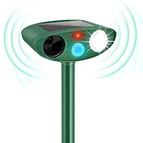 2024 Solar Ultrasonic in Repellent Defender Rat, Squirrel, Deer, Raccoon, Skunk, Rabbit, Mole, Dog, Cat, Waterproof with Motion Detector