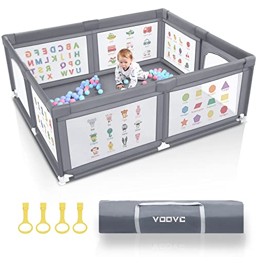 VOOVC Baby Playpen for Babies and Toddlers, 71x60 Inches Thickening Tube Baby Playards Kids Activity Center with Anti-Slip Suckers Tear-Resistant Mesh