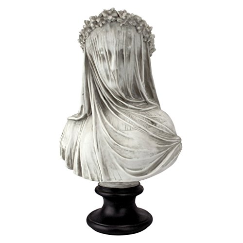 Design Toscano The Veiled Maiden Sculptural Bust 9 Inches Wide, marble polyresin, 6 Inches Deep, 14 Inches High