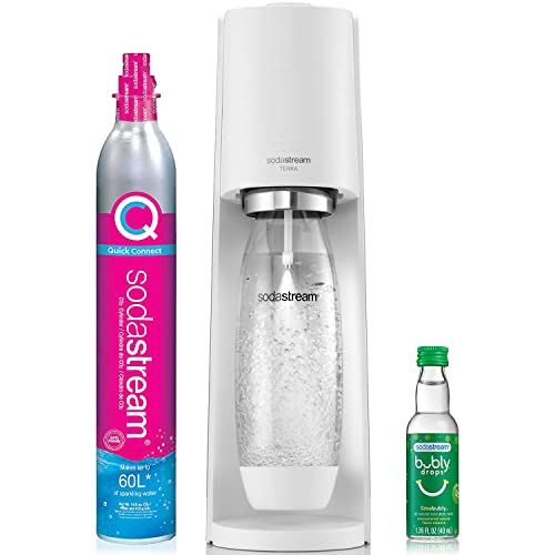 SodaStream Terra Sparkling Water Maker (White) with CO2, DWS Bottle and Bubly Drop