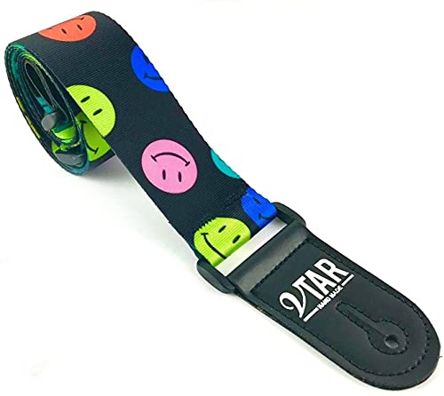 Vtar Vegan Guitar Strap, Electric Acoustic Bass & 6 Free Pics (Smiley Faces)