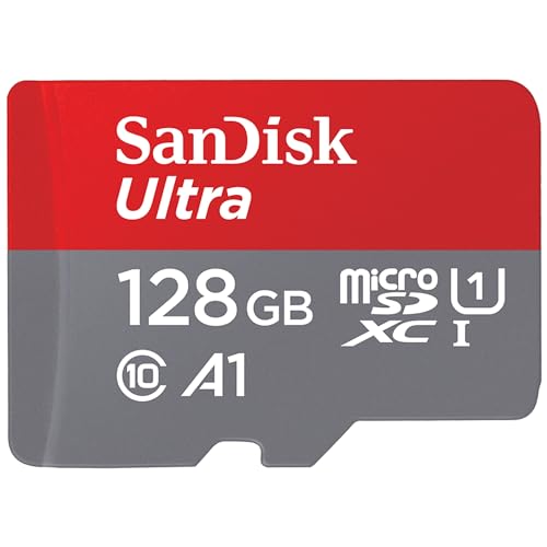 SanDisk 128GB Ultra microSDXC UHS-I Memory Card with Adapter - Up to 140MB/s, C10, U1, Full HD, A1, MicroSD Card - SDSQUAB-128G-GN6MA [New Version]