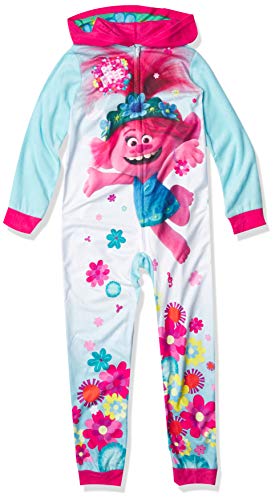 DreamWorks Girls' Trolls Hooded Union Suit, Music Poppy, 6
