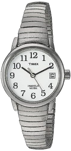 Timex Women's Easy Reader 25mm Watch – Silver-Tone Case White Dial with Tapered Expansion Band