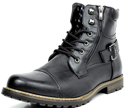 Bruno Marc Men's Motorcycle Combat Boots Casual Zipper Biker Boot, Black, Size 13 M US, PHILLY-3