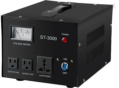 YaeCCC ST-3000 Voltage Transformer Converter Regulator with Voltage Meter - Step Up/Down - 110V/220V - Circuit Breaker Protection