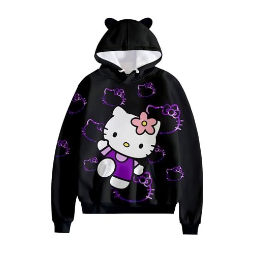 Shodhi Woman Realistic 3D Digital Print Pullover Hoodie Ladies Sweatshirt Anime Movie Theme Cosplay Kitty3-Small