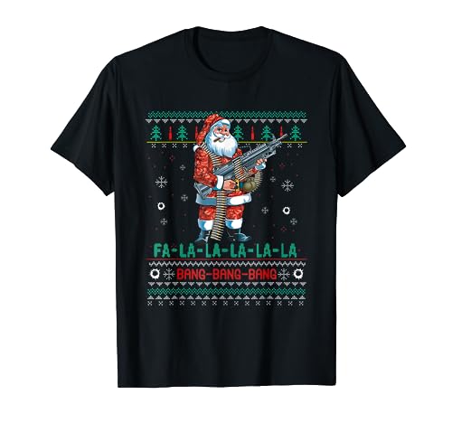 Machine Santa Claus Gun Lover Ugly Christmas Sweater T-Shirt