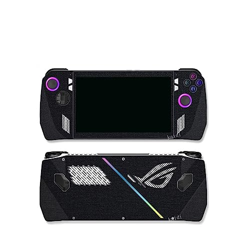 for ROG Ally Handheld Skin Stickers Protective Film, Leather Made Anti Fingerprint Scratch Resistant Cover for ROG Ally Gamings Handheld Accessories (Linen Black)