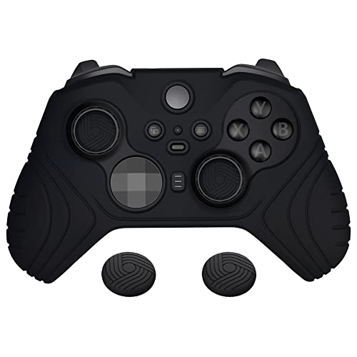 PlayVital Samurai Edition Anti Slip Silicone Case Cover for Xbox Elite Wireless Controller Series 2 Core, Ergonomic Soft Rubber Skin Protector with Thumb Grip Caps - Black