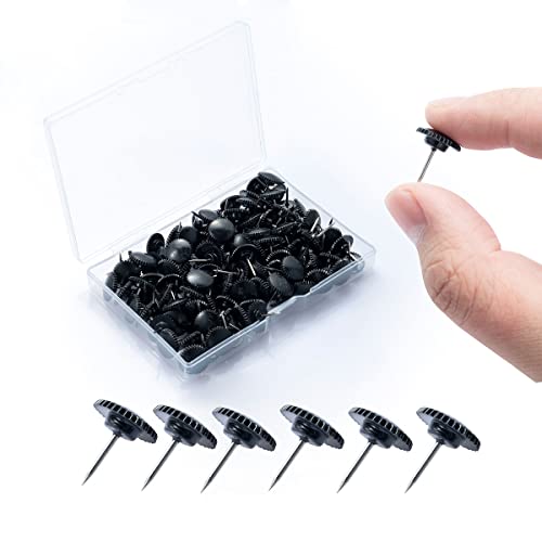120 Count Push Pins, Thumb Tacks,Suitable for Cork Board,Wall Hanging, Bulletin Board (Black, Large)