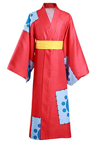 ulesoke Adult Monkey D Luffy Kimono Anime Cosplay Costume Luffy Wano Country Robe Cape Cloak Dress Halloween Suit Man