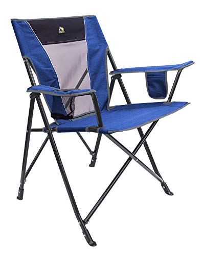 GCI OUTDOOR Comfort Pro Camping Chair | Collapsible Folding Chair with Durable Armrests, Drink Holder & Portable Carry Bag — Heathered Royal