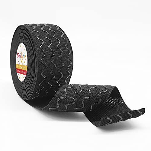 SmiLife Silicone Gripper Tape for Clothing, Non-Slip Gripper Elastic for Sewing, 2 Inches x 6 Yards, Black
