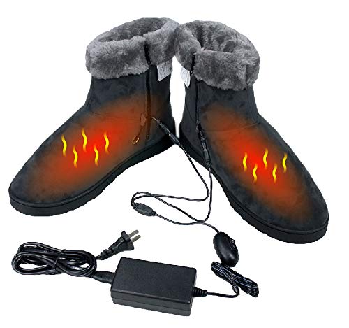 ObboMed MF-2620L 12V, 20W Cozy Carbon Fiber Heated Warming Booties - Size: L: #45.5 (fits Foot up to 45.5) -Heated Boots, Infrared Shoe, Warm Pad, Foot Heater, Cold feet Solution