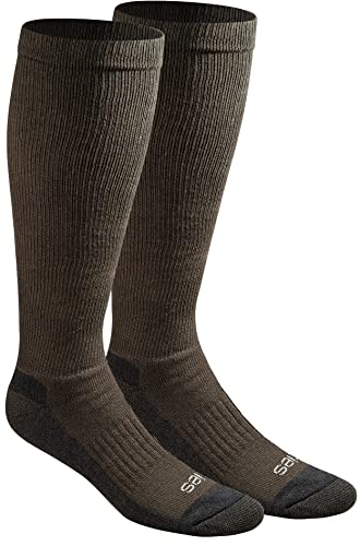 Dickies Men's Light Comfort Compression Over-The-Calf Socks, Essential Worker Brown (2 Pairs), Shoe Size: 12-15