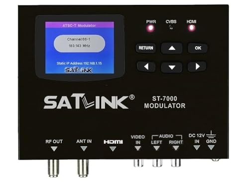 SatLink ST-7000 HDMI to RF Digital Modulator/Encoder Delivers 1080p HDMI Video to TVs as HD ATSC or QAM (J.83B) Channel via Coax Network