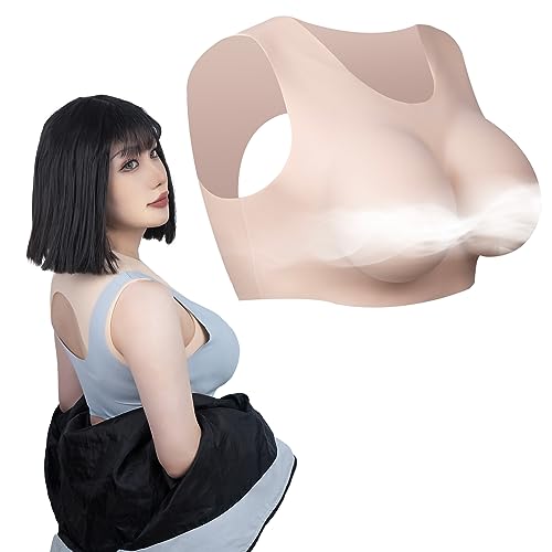 YaLuoQian Silicone Fake Boobs Breast Forms Silicone Breastplate False Breasts For Crossdresser Drag Cosplay (Hollow back)