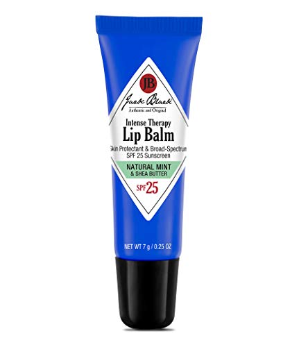 Jack Black Intense Therapy Lip Balm, 0.25-Oz. – Natural Mint & Shea Butter, SPF 25 Sun Protection, Lip Moisturizer, Hydrating Lip Balm with SPF, Long Lasting Treatment