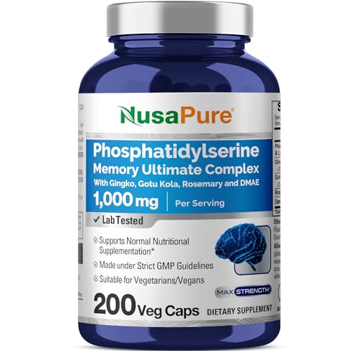 NusaPure Phosphatidylserine Memory Ultimate Complex 1000mg 200 Vegetarian Caps (Vegan, Non-GMO & Gluten-Free)