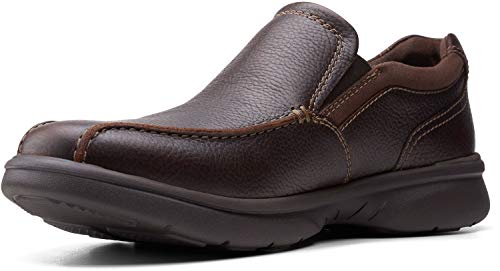 Clarks Men's Bradley Step Loafer, Brown Tumbled Leather, 10