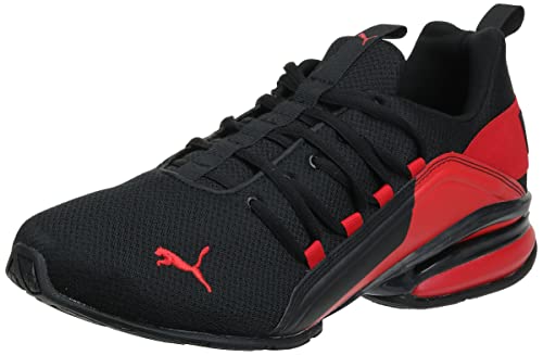 PUMA Men's AXELION BREAK Cross Training Sneaker, Puma Black-High Risk Red, 9.5