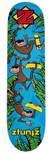 ztuntz skateboards 'Hangin Around Old School Skateboard Deck, 8.50 x 32-Inch/14.5-Inch WB, Blue/Green/Yellow/Brown