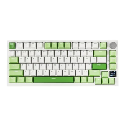 EPOMAKER Ajazz AK820 Pro 75% Gasket-Mounted Mechanical Keyboard with TFT Screen, 3 Modes(Bluetooth 5.1/2.4G Wireless & Type-C Wired), Sound Dampening Foams (White Green, Ajazz Green Plum Switch)