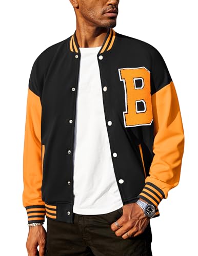 COOFANDY Baseball Jackets Men Letterman Jacket Men With Hood Vintage Varsity College Jacket