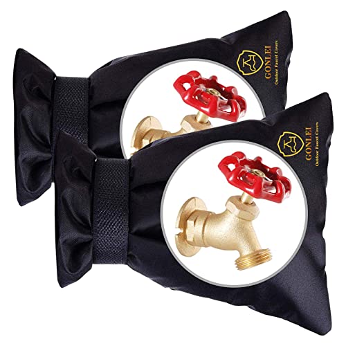 GonLei 2PACK 5.5' W x 7.4' H Hose Cover Socks, Winter Faucet Insulation Cover, Outdoor Faucet Antifreeze Insulated Long Water Faucet Cover Socks Winter Antifreeze Protection Hose Bib Cover (Black)