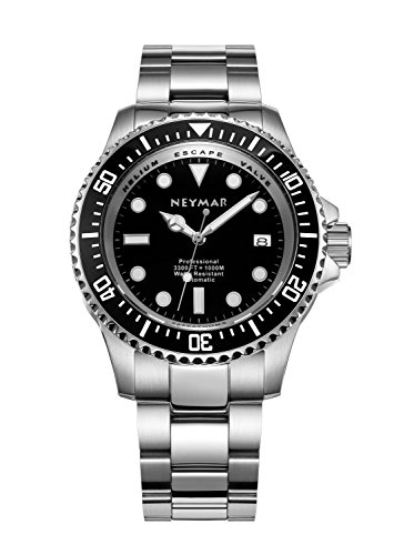 Neymar Men's 44mm Automatic Watch 1000m Dive Watch Stainless Steel Color 500m Automatic Watch（Father's Day Sale）