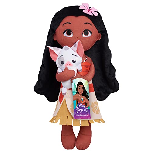 Disney Princess Lil' Friends Plushie Moana & Pua 14-inch Plushie Doll, Kids Toys for Ages 3 Up by Just Play