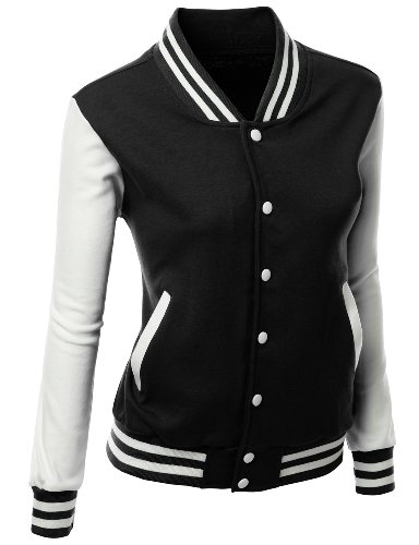 Xpril Stylish High Quality Fabric Baseball Jacket Black M