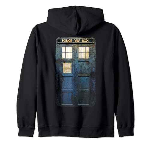 Doctor Who Cosplay Tardis Distressed Time-Traveller Sci-Fan Zip Hoodie