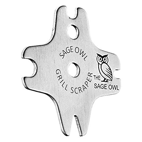Sage Owl Stainless Steel Grill Scraper Tool for Women - Dishwasher Safe Bristle Free Grill Cleaning Brush Alternative - Christmas Stocking Stuffers for Adults & Gifts for Women