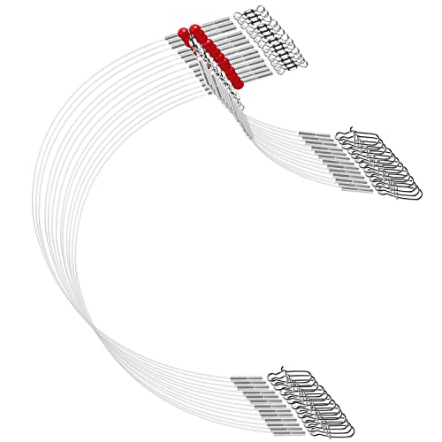 Luroad Fishing Wire Leader Fishing Rigs Nylon-Coated Lines with Swivels Snap Beads Stainless Steel Hooks Crimps Saltwater Freshwater for Fishing Lovers Angler (G.1 Arm-Red-6pcs)