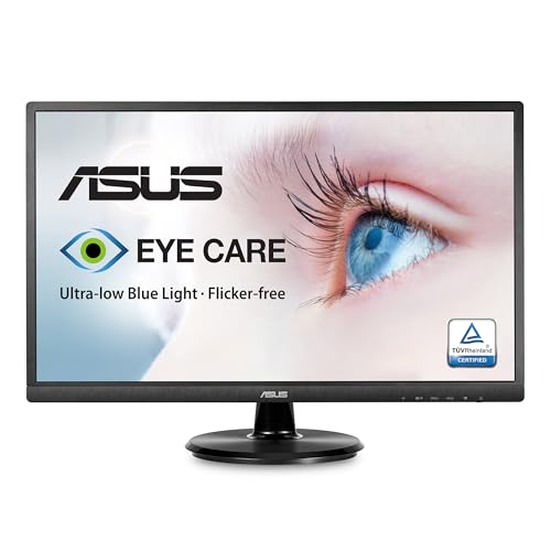 ASUS 23.8” Full HD Computer Monitor, 1080p, HDMI, VGA, Eye Care, 178° Wide Viewing Angle - VA249HE, Black