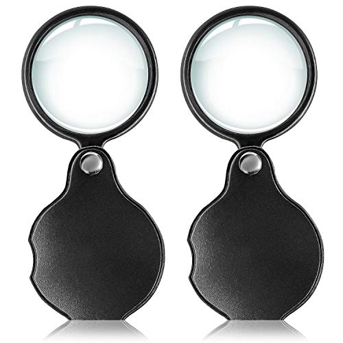 Wapodeai 2pcs 10x Small Pocket Magnify Glass, Apply to Reading, Science, Jewelry, Hobbies, Books