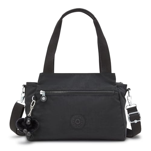 Kipling Womens Elysia Bag, Lightweight, Multi-compartment Magnetic Snap Pockets, Shoulder Crossbody Bag, Black Noir, 11.5 L X 9 H X 5 D US