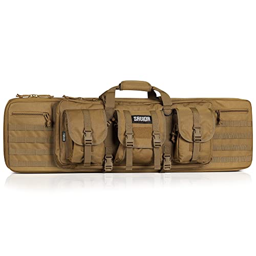 Savior Equipment American Classic Tactical Double Long Gun Bag Pistol Transportation Case w/Backpack Strap, 36 Inch Flat Dark Earth Tan
