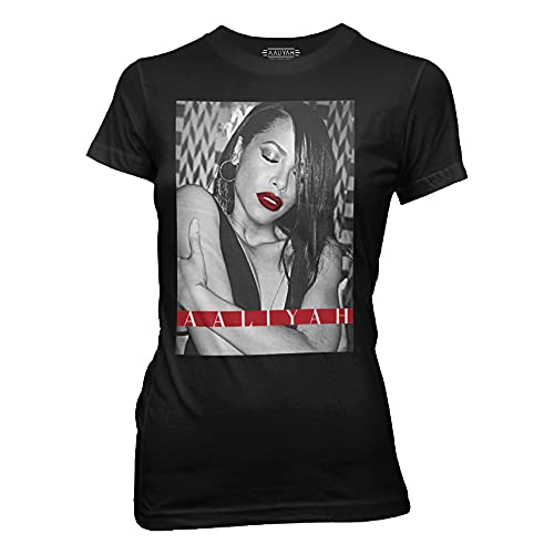 Ripple Junction Aaliyah Graphic Black T-Shirt, Soft Crew Shirt for Teens