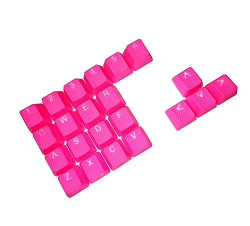Tai-Hao Rubber Gaming Backlit Keycaps Set - 22 Keys for Cherry MX Mechanical Keyboards Compatible OEM Include Key Puller (Neon Jelly Pink)