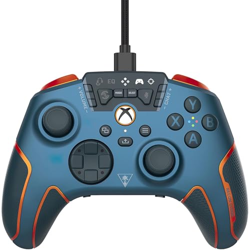 Turtle Beach Recon Cloud Wired Game Controller with Bluetooth for Xbox Series X|S, Xbox One, Windows, Android Mobile Devices – Remappable Buttons, Audio Enhancements, Superhuman Hearing – Blue Magma