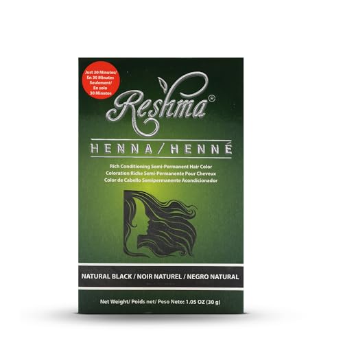 Reshma Beauty 30 Minute Henna Hair Color | Infused with Natural Herbs, For Soft Shiny Hair | Henna Hair Color/Dye, 100% Gray Coverage | Semi Permanent | Ayurveda Hair Products (Black, Pack Of 1)