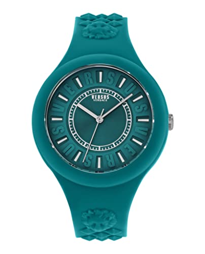 Versus Versace Womens Fire Island Green Fashion Watch. Adjustable and Sporty Silicone Strap. Includes Travel Gift Pouch.