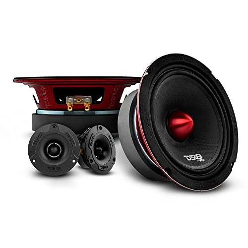 DS18 Mid and High Car Speaker Package - 2X 6.5' Midrange, 2X 1' Tweeters, Built-in Crossover