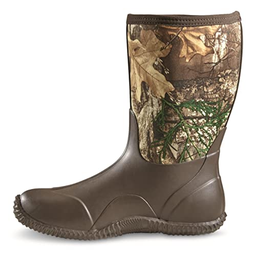 Guide Gear Men’s Mid Camo Bogger Rubber Boots Waterproof Rain Hunting Shoes, Realtree Edge, 11D (Medium)