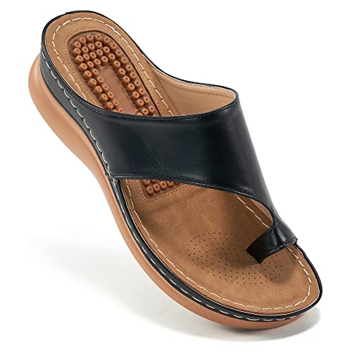 Aomigoct Sandals for Women Wedge Shoes: Comfortable Orthopedic Sandals Womens Dressy Summer Flip Flops Casual Walking Wedges