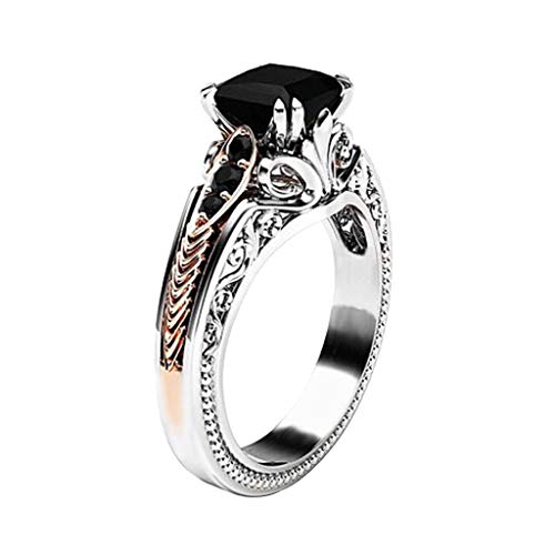 Luxury and Shining Fashion Women Copper Rings Black Gemstone Jewelry Wedding Rings Size 6-10